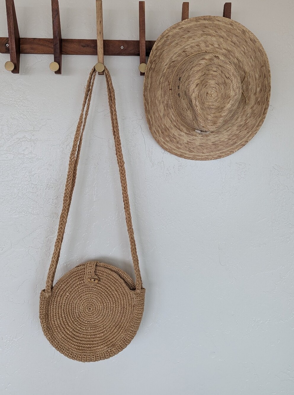 Woven Round Crossbody Bag in Natural Tan